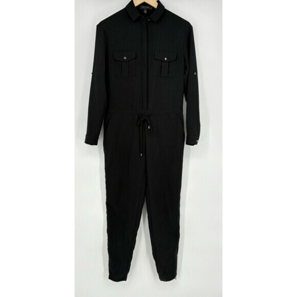 Ted Baker Triksie Jumpsuit Black Rolled Long Sleeve Drawstring V Neck 0‎ - Picture 1 of 8